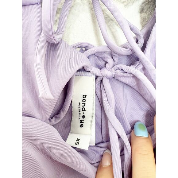 Bond-eye New Wave Tied Together One Piece Size XS Lavender Cut Out Swimsuit - Picture 5 of 14